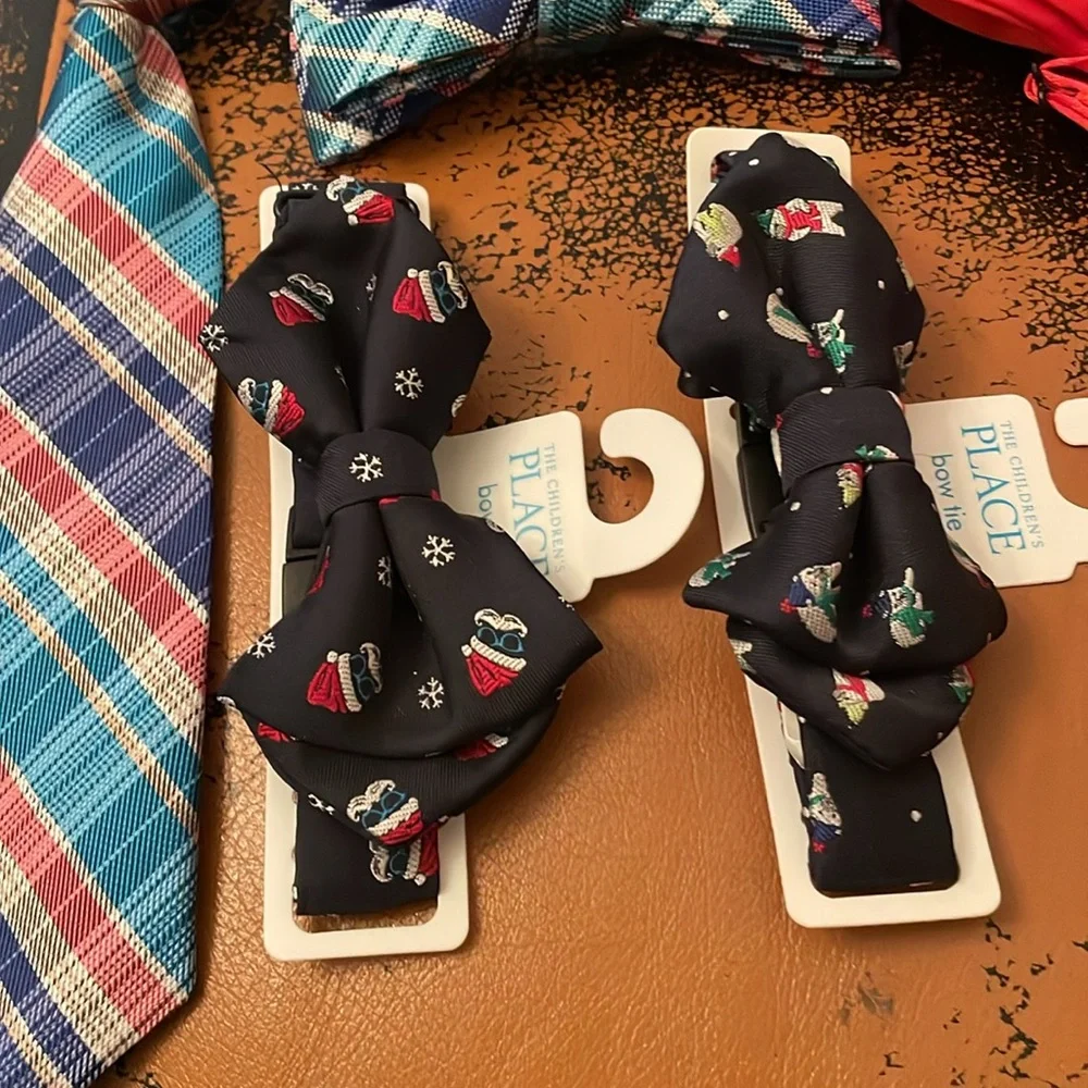 Kids Bow Tie and Necktie Set - Blue, Red, and Navy